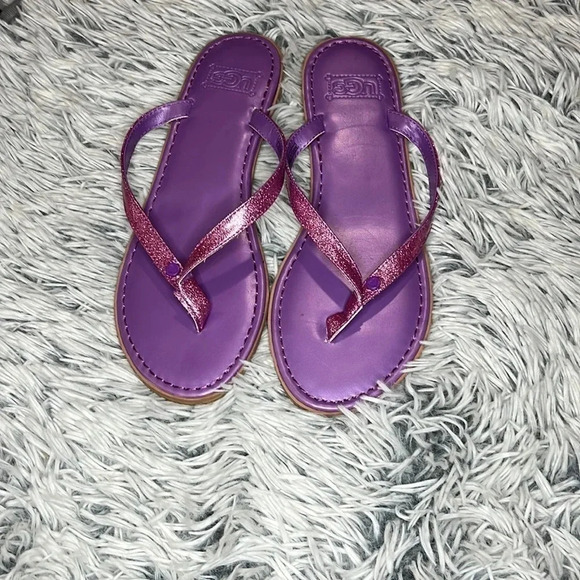 UGG Glitter Flip Flops “I Heart Kyla” Size 6 - Picture 1 of 9